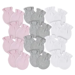 12-Pack Baby Neutral Pink, Gray, & White No Scratch Mittens