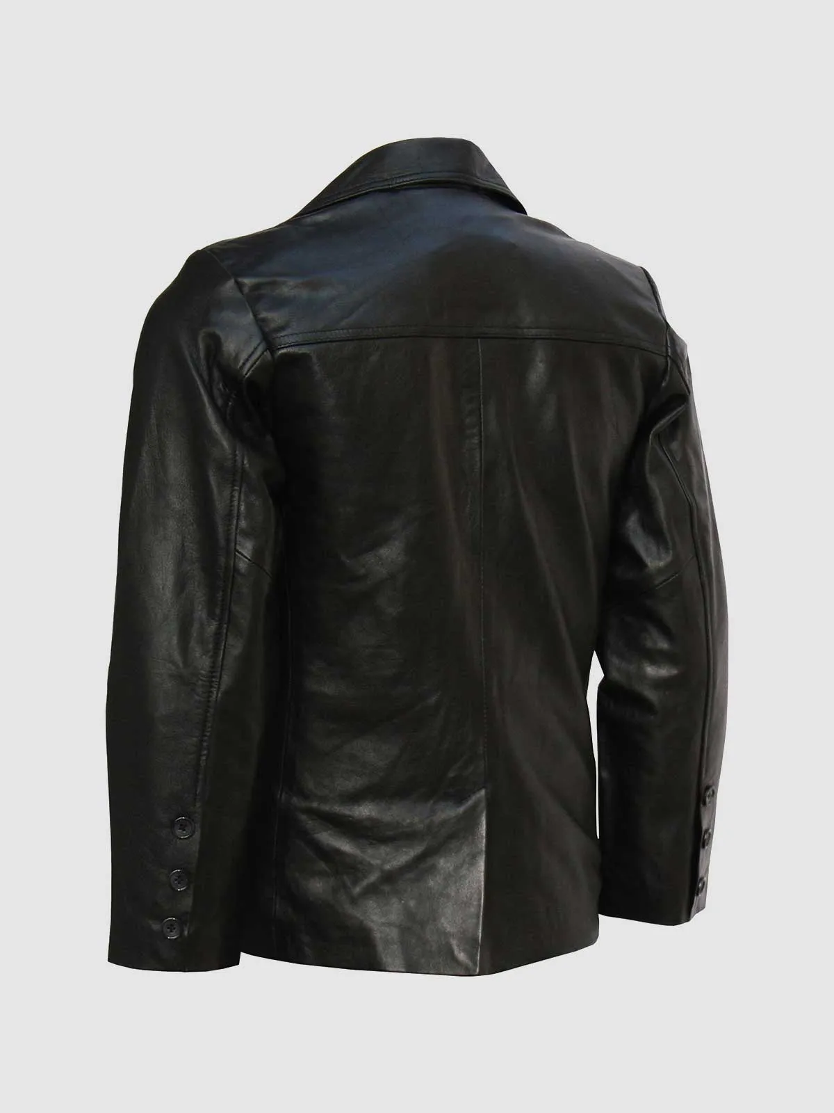 2 Button Black Leather Blazer