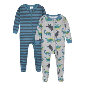 2-Pack Baby & Toddler Boys Big Dino Snug Fit Footed Cotton Pajamas