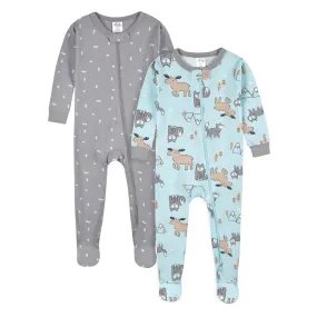 2-Pack Baby & Toddler Boys Polar Pals Snug Fit Footed Cotton Pajamas