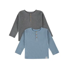 2-Pack Infant & Toddler Boys Denim & Gray Heather Long Sleeve Henley Shirts