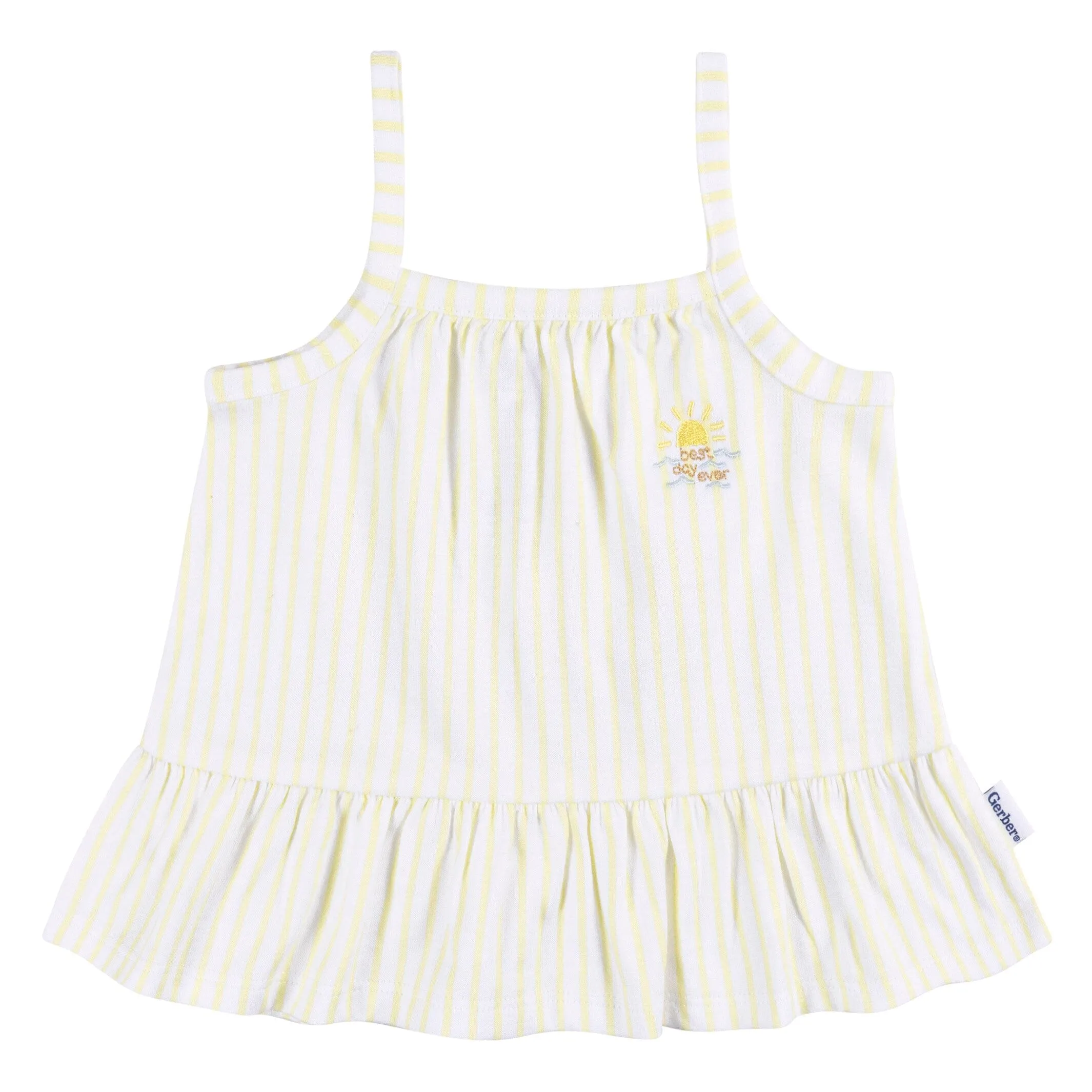 2-Piece Baby Girls Yellow Stripe Tank Top & Diaper Cover Set