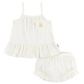 2-Piece Baby Girls Yellow Stripe Tank Top & Diaper Cover Set