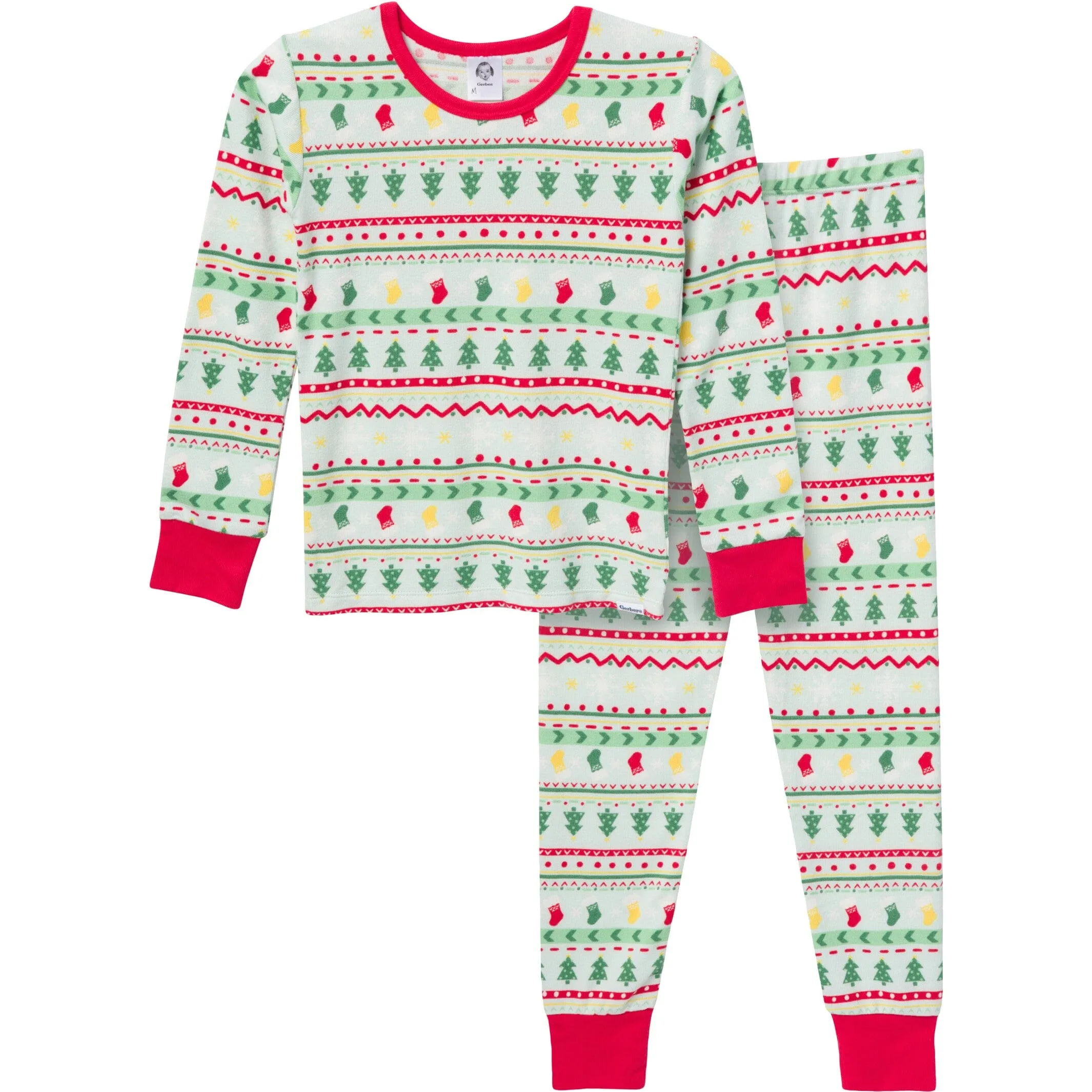 2-Piece Big Kids Neutral Oh What Fun Fair Isle Hacci Snug Fit Pajama Set