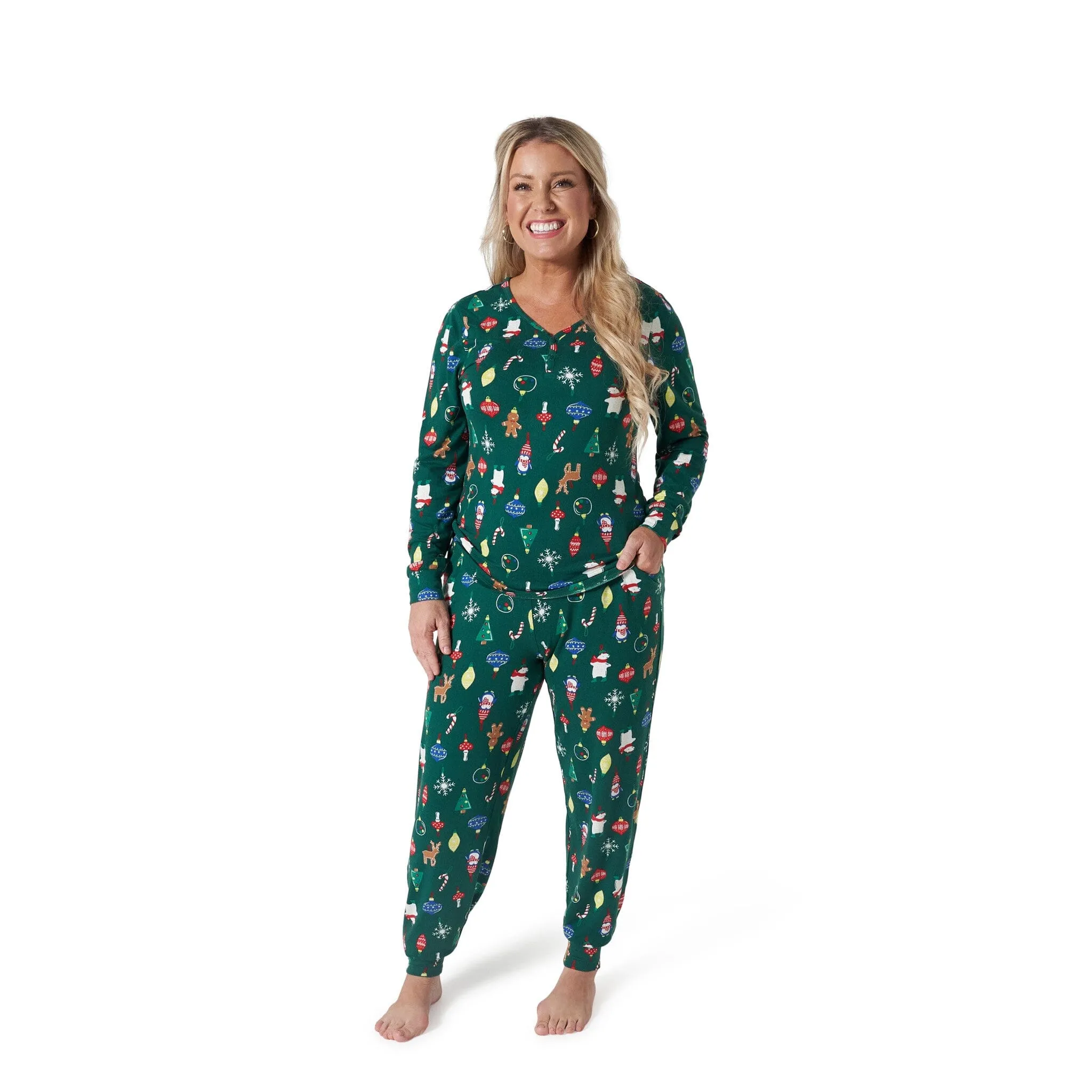 2-Piece Women's Ornaments Hacci Pajama Set