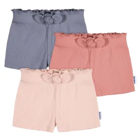 3-Pack Baby & Toddler Girls Blue & Pinks Pull-On Knit Shorts