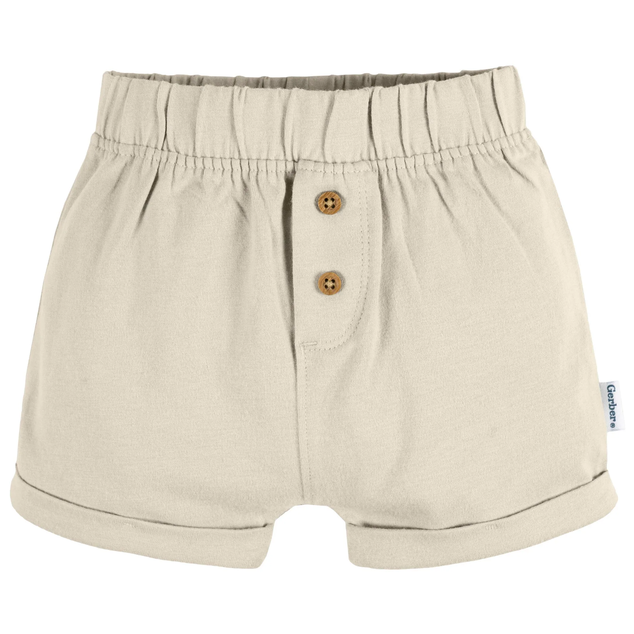 3-Pack Baby Neutral Tan Stripe, Tan, & Grey Knit Shorts