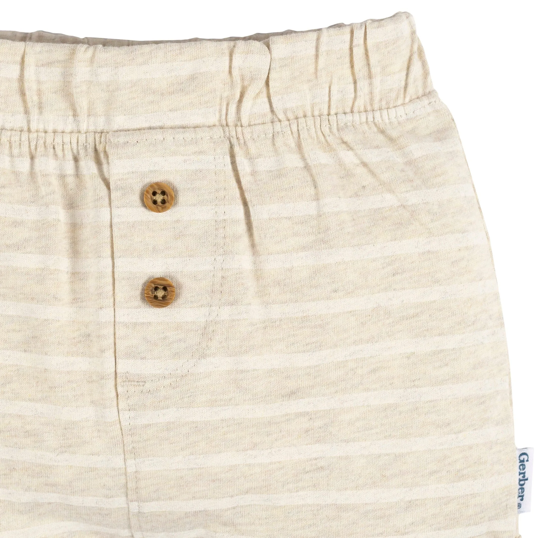 3-Pack Baby Neutral Tan Stripe, Tan, & Grey Knit Shorts