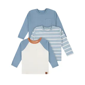 3-Pack Infant & Toddler Boys Blue Long Sleeve Tees