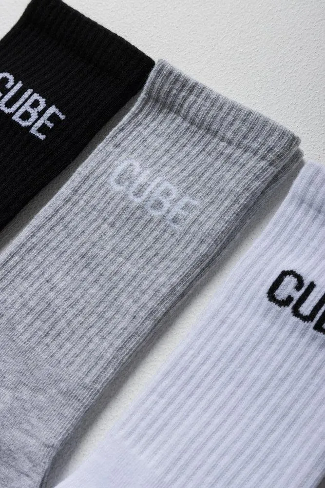 3 Pack Socks Black, Grey & White