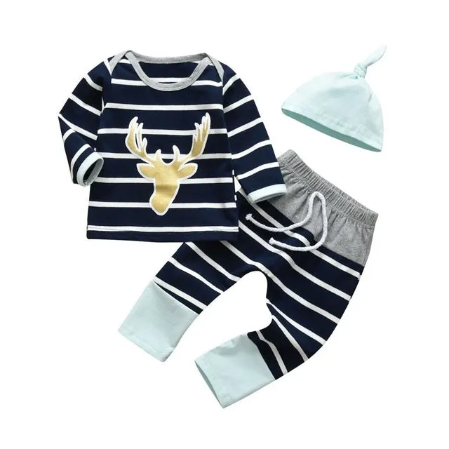 3 Pcs Newborn Baby Boy Clothes Set Cloud Boys Cotton White