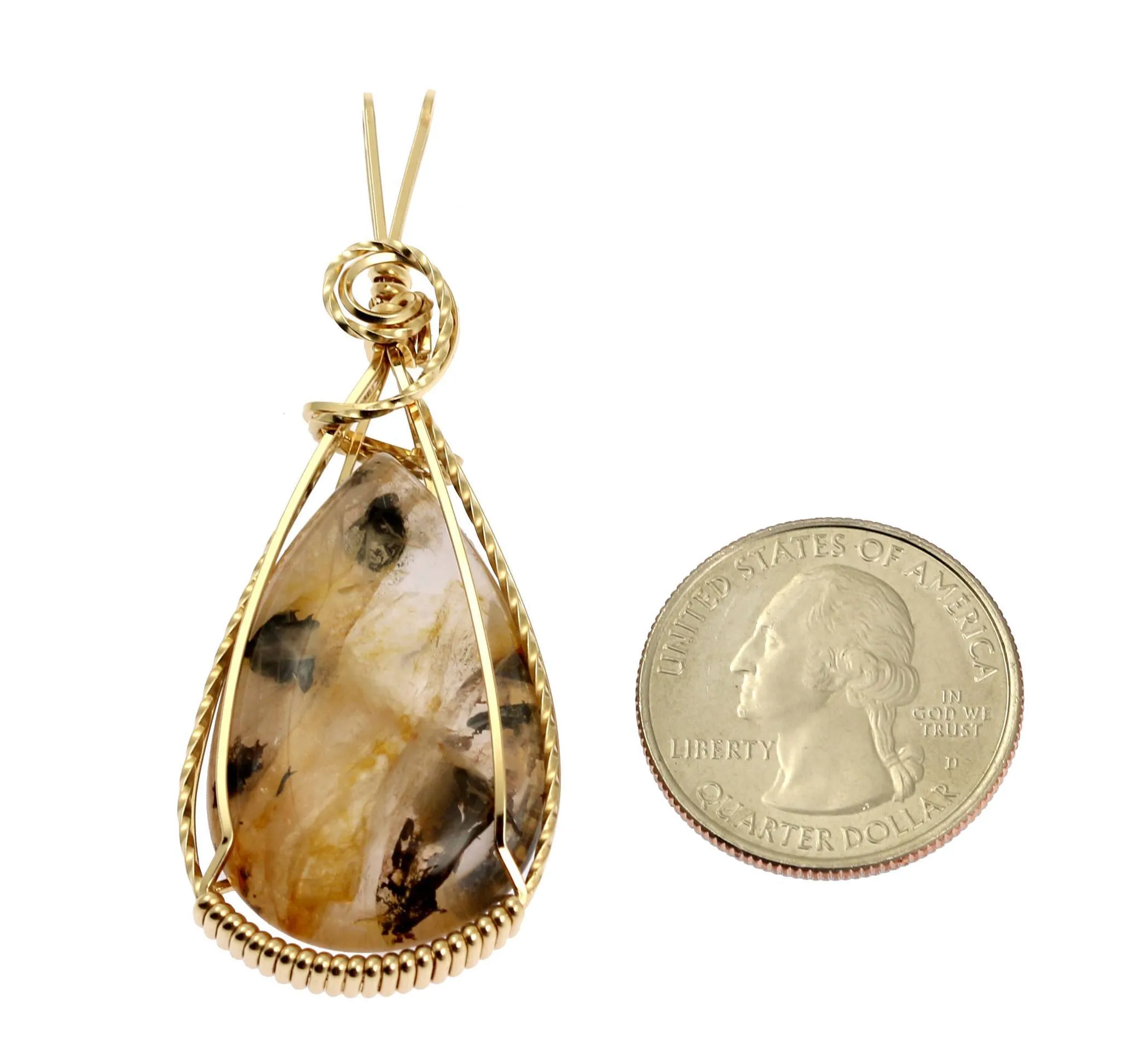 47.5 CT Dendritic Quartz 14K Gold-filled Wire Wrapped Pendant