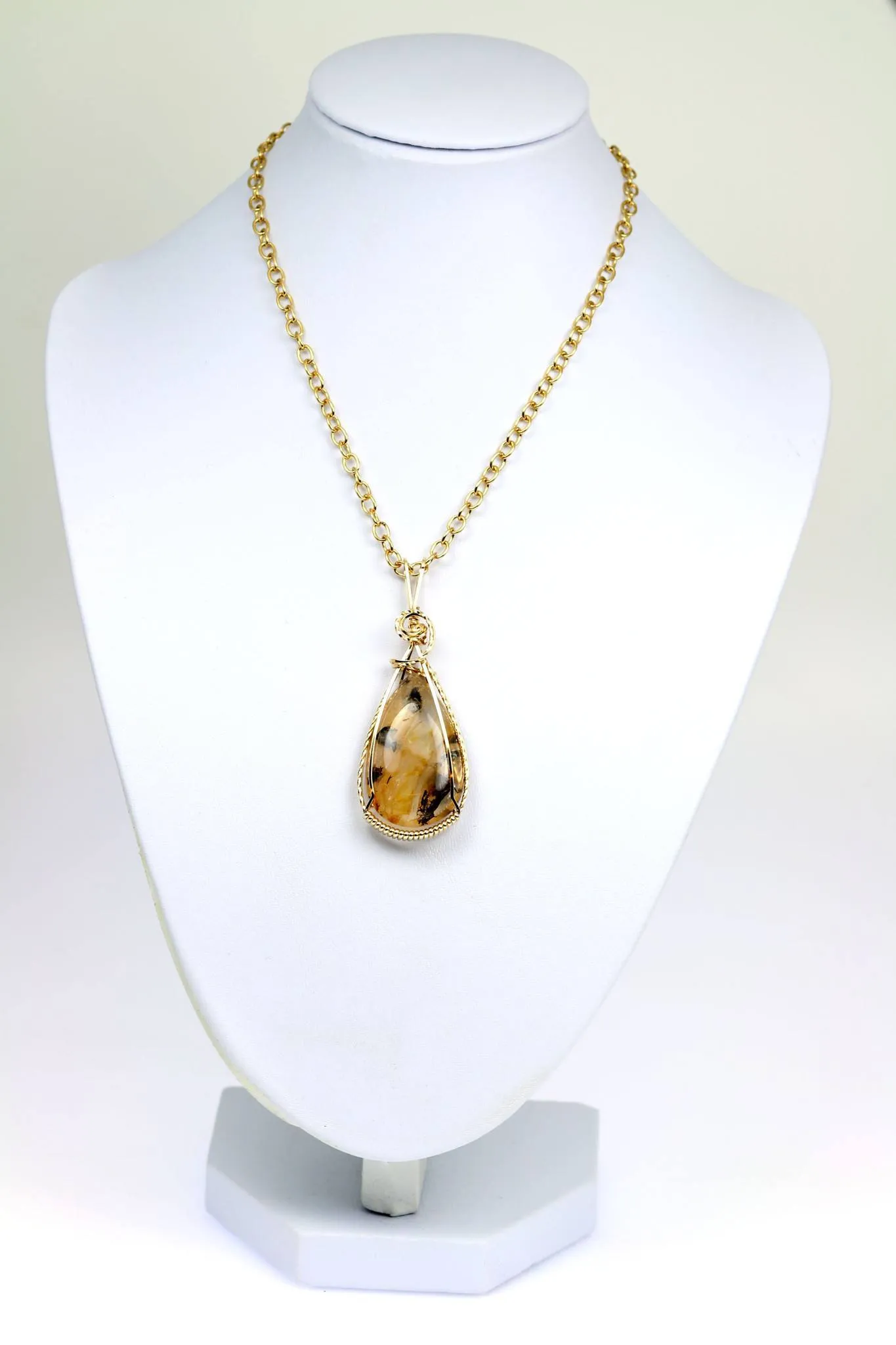 47.5 CT Dendritic Quartz 14K Gold-filled Wire Wrapped Pendant