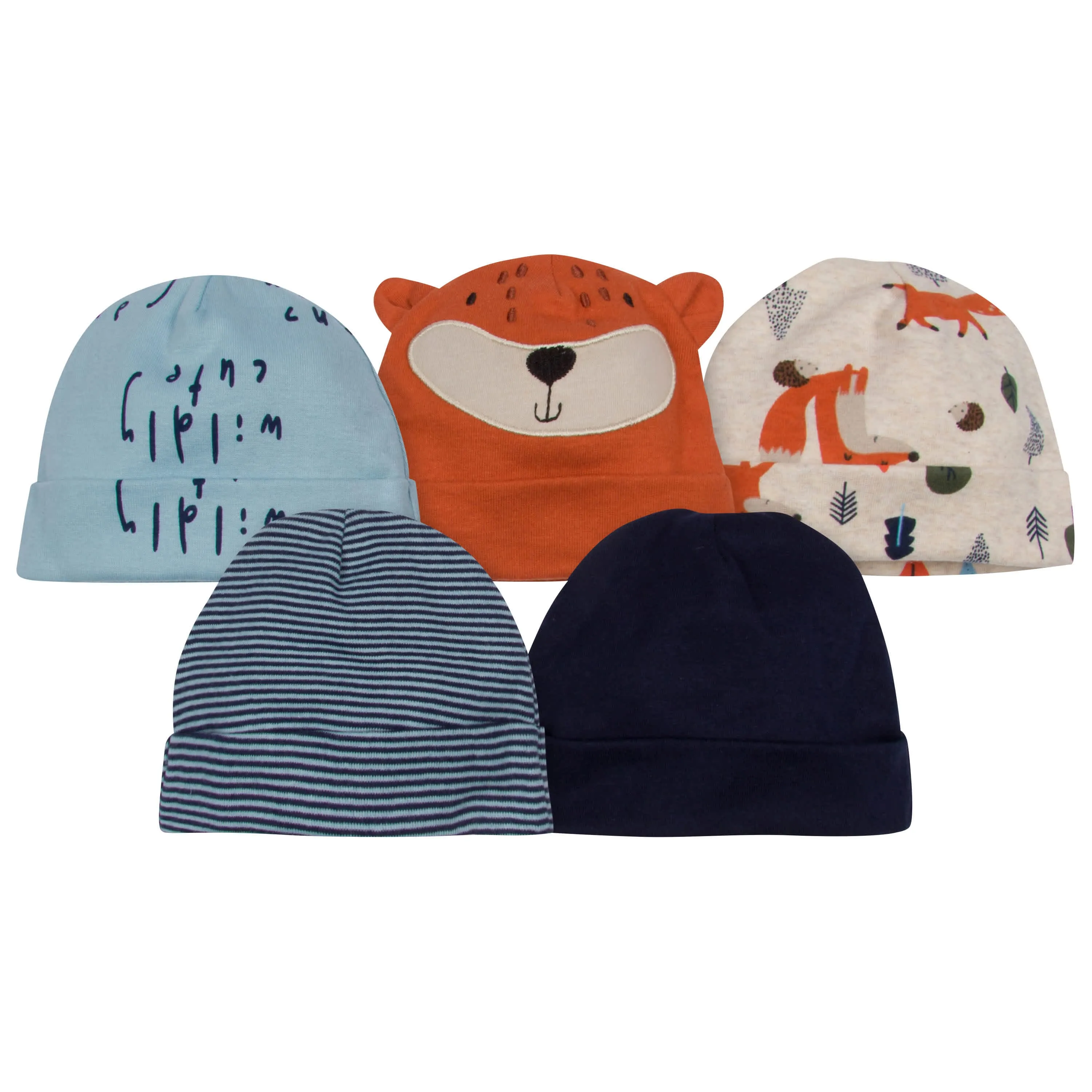 5-Pack Baby Boys Fox Caps