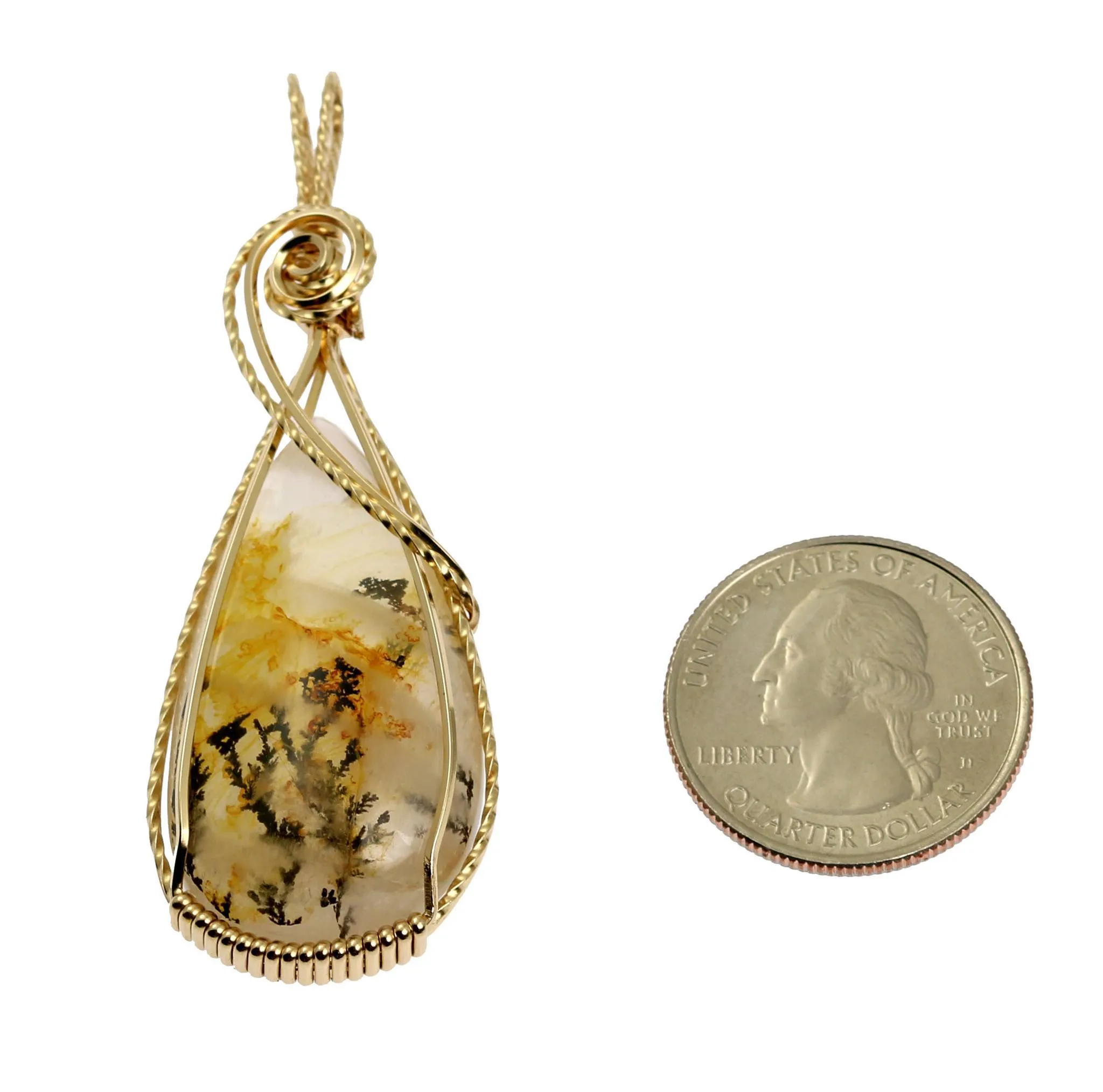 62.5 CT Dendritic Quartz 14K Gold-filled Wire Wrapped Pendant