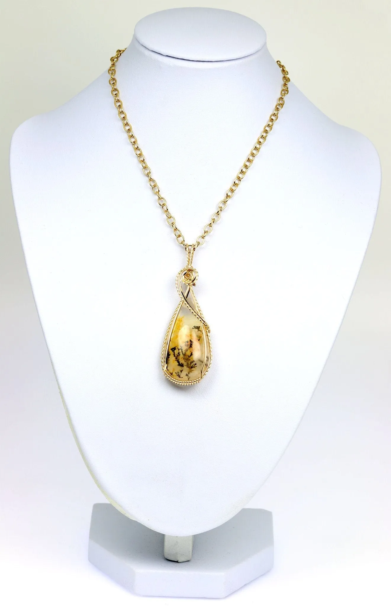 62.5 CT Dendritic Quartz 14K Gold-filled Wire Wrapped Pendant