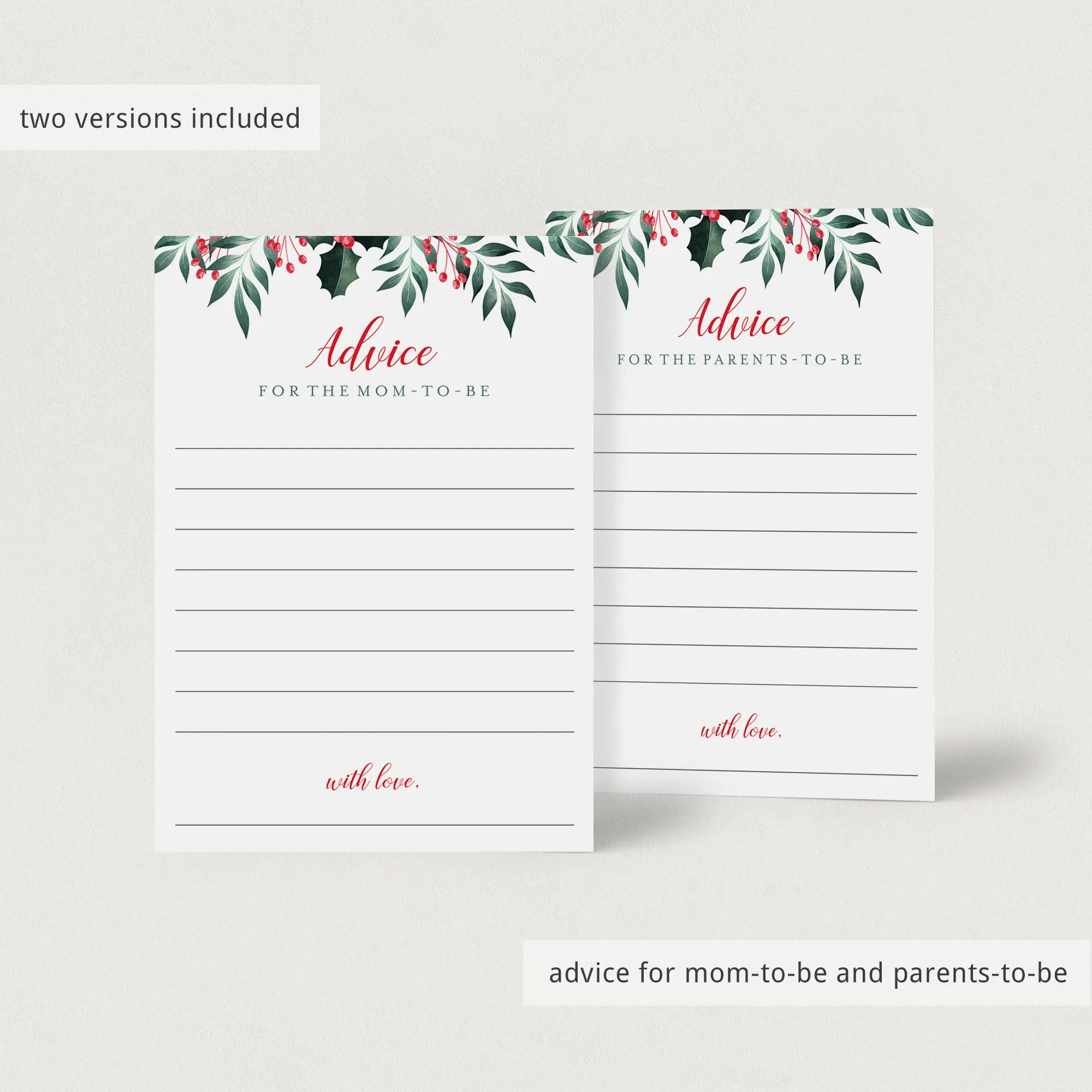 8 Winter Holly Baby Shower Games Printable