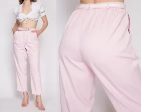 80s Pink High Waist Belted Pants - Medium