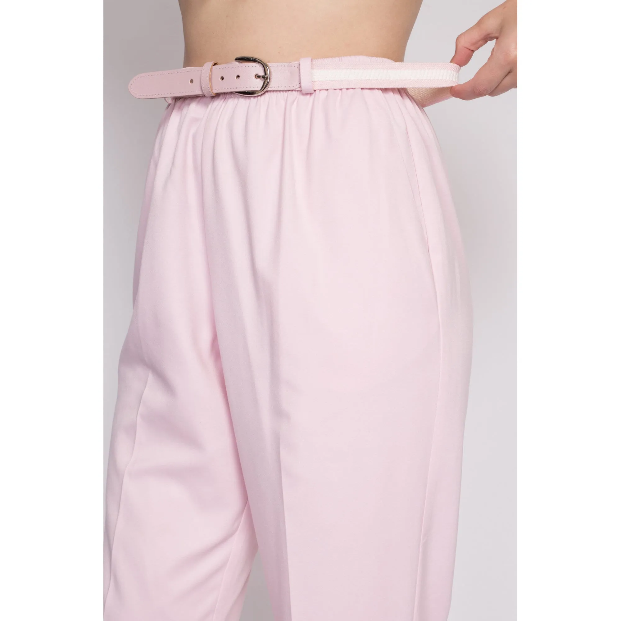 80s Pink High Waist Belted Pants - Medium