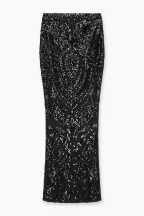 ADELE SEQUIN MAXI SKIRT | BLACK