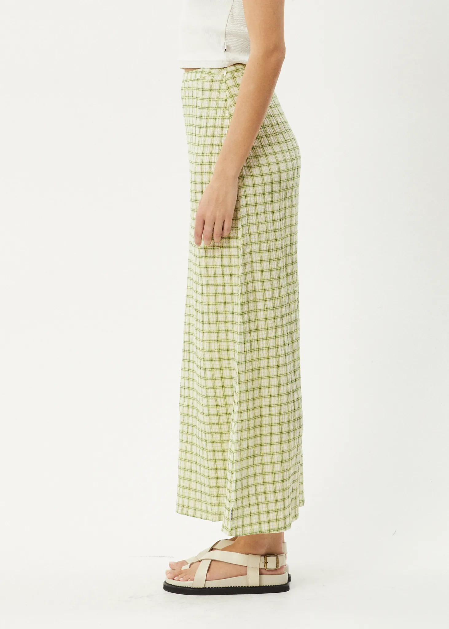 AFENDS Womens Darcy - Check Maxi Skirt - Lemongrass Check