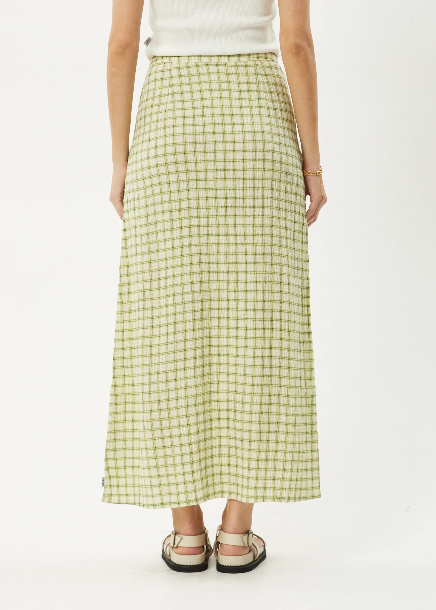 AFENDS Womens Darcy - Check Maxi Skirt - Lemongrass Check