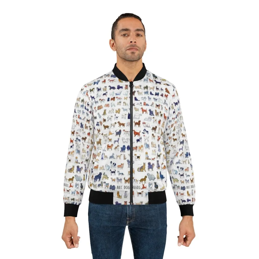 AKC Dog Breeds Watercolor Bomber Jacket