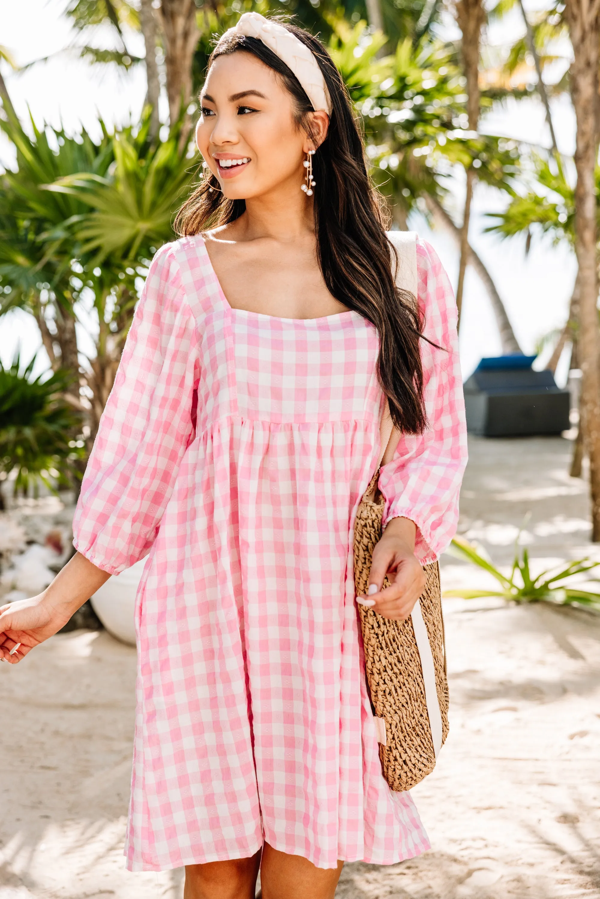 All A Dream Bubble Gum Pink Gingham Dress