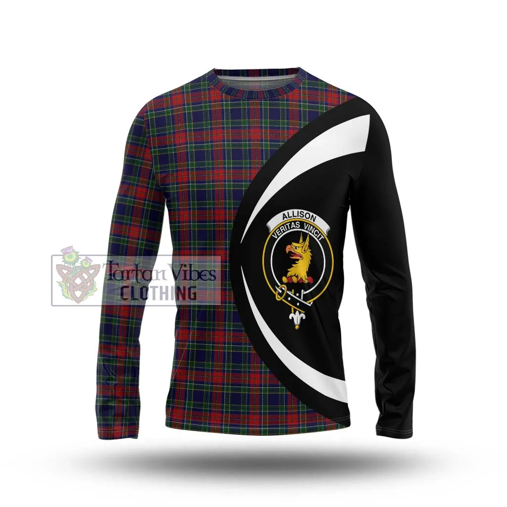 Allison Red Tartan Long Sleeve T-Shirt with Family Crest Circle Style