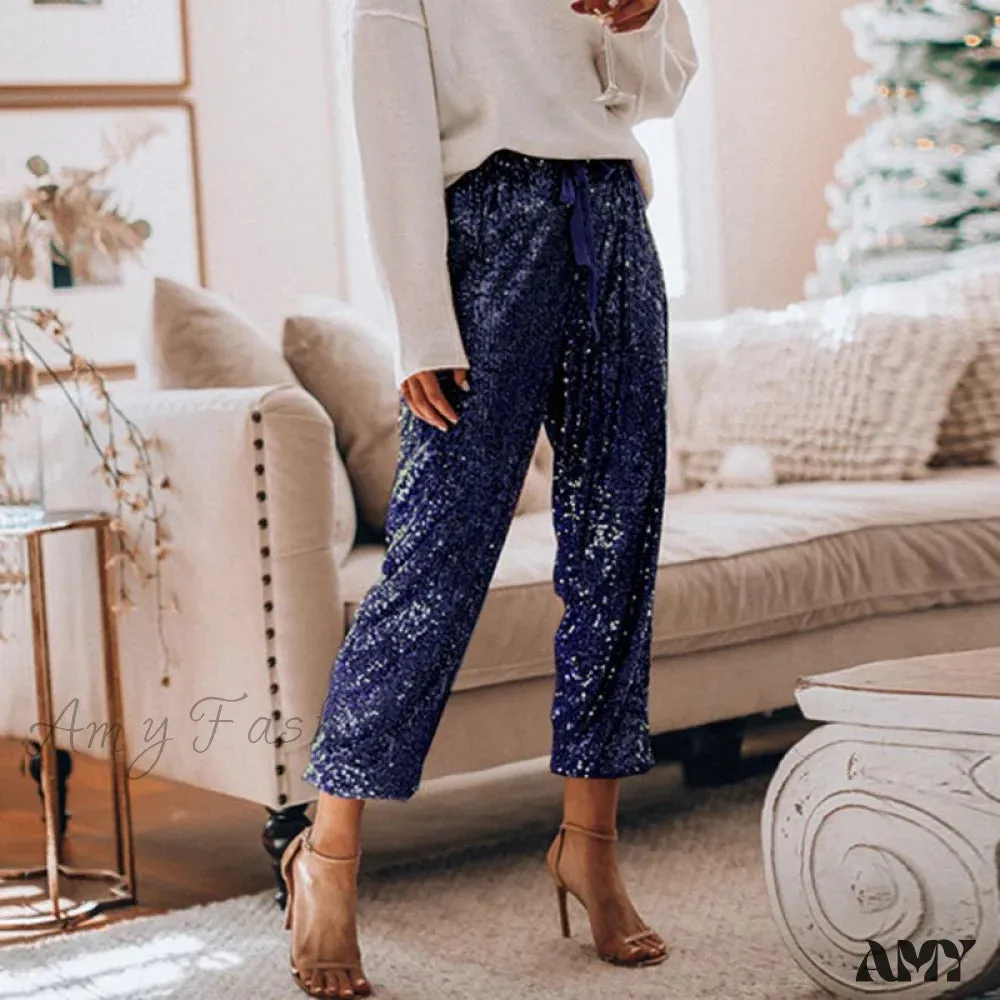 Amy Fashion - High Waist Sequin Long Pants