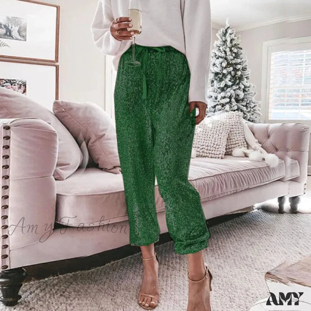 Amy Fashion - High Waist Sequin Long Pants