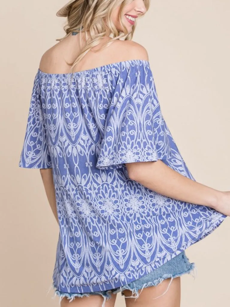 Ariel Off Shoulder Top - Royal Blue