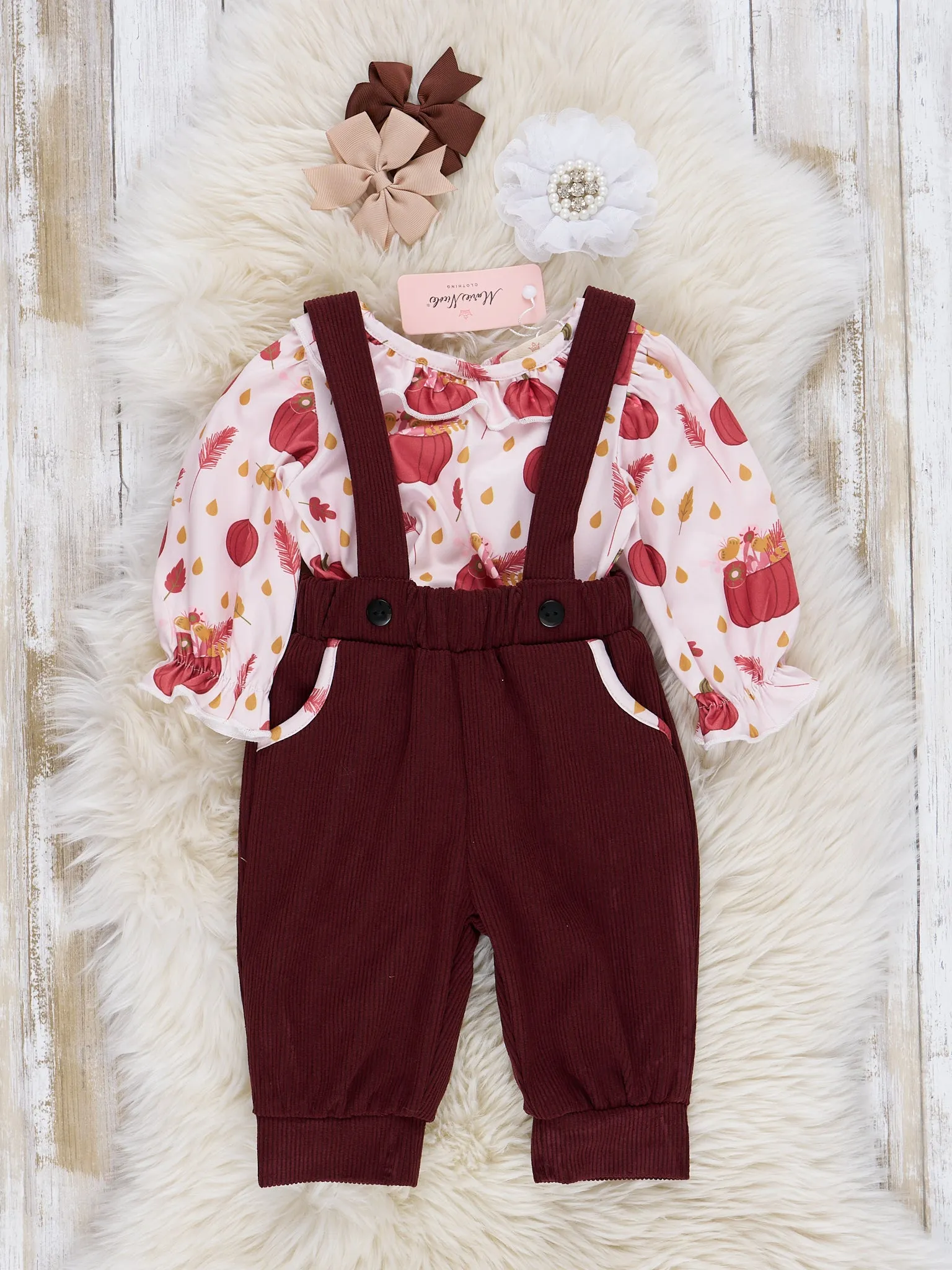 Autumn Ruffle Overall Set