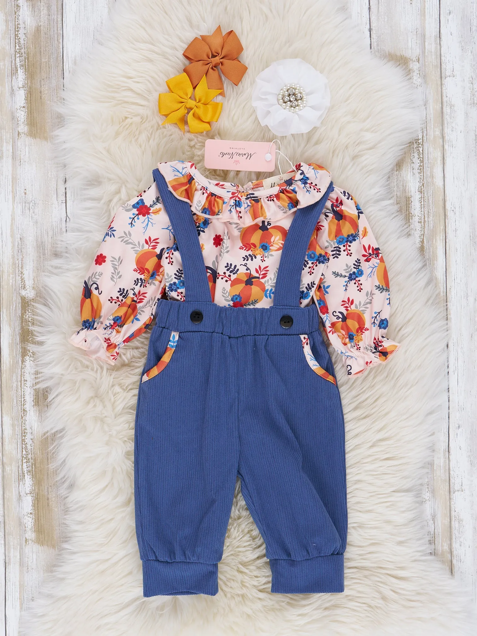 Autumn Ruffle Overall Set