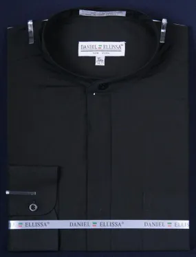 Banded Collar Dress Shirt, Black