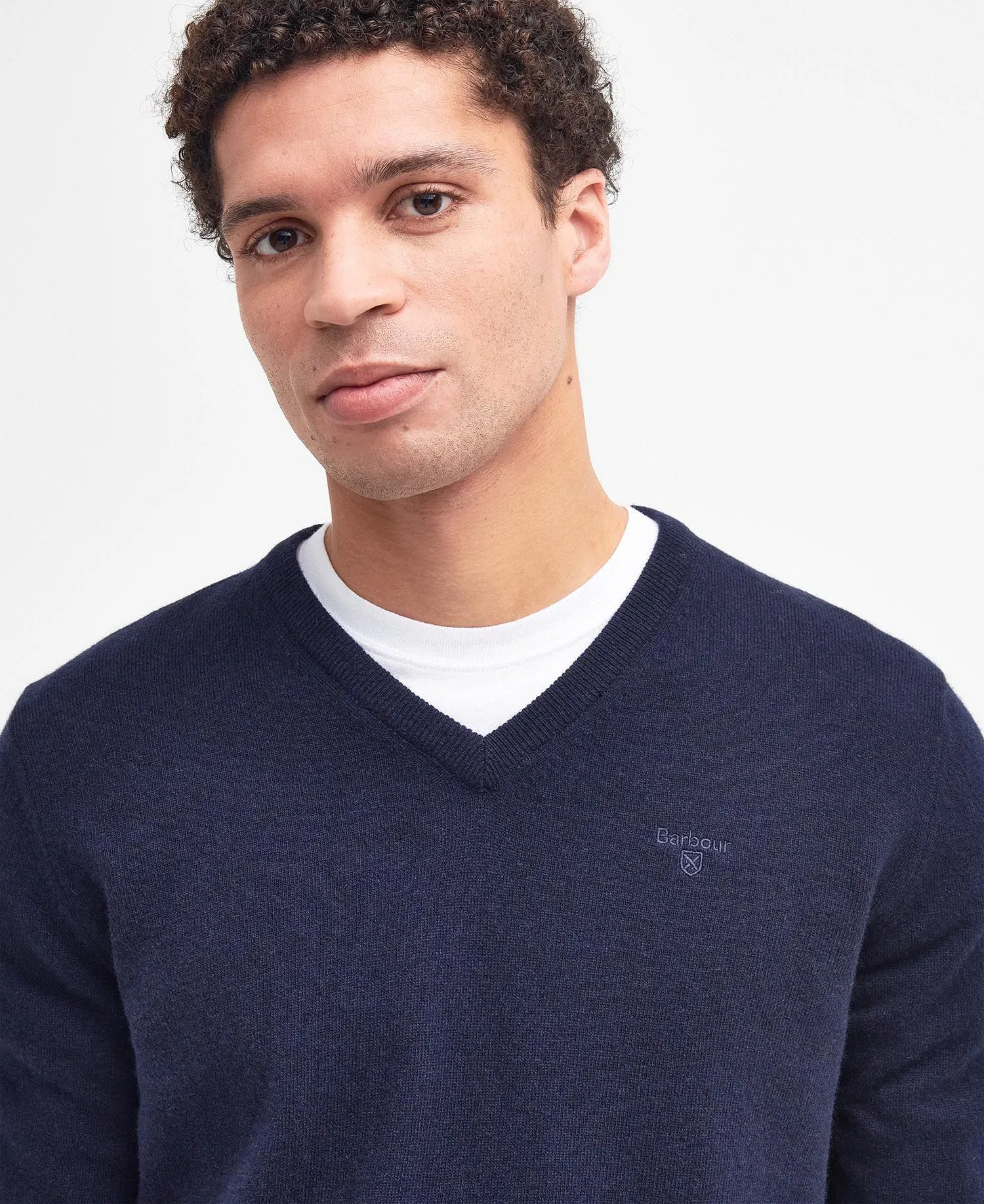 Barbour - Essential Lambs Wool V Neck, Navy