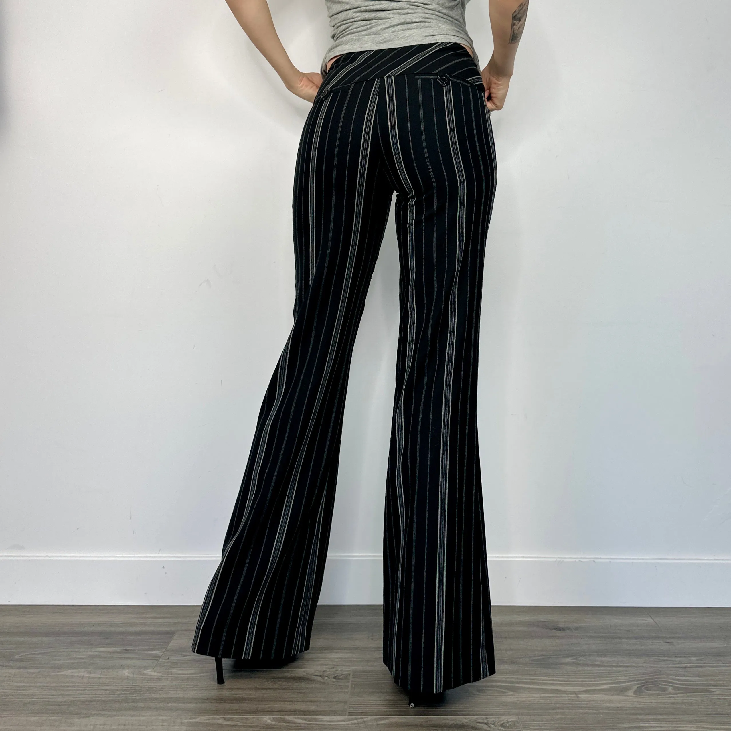 Bebe Pinstripe Flares (XS)