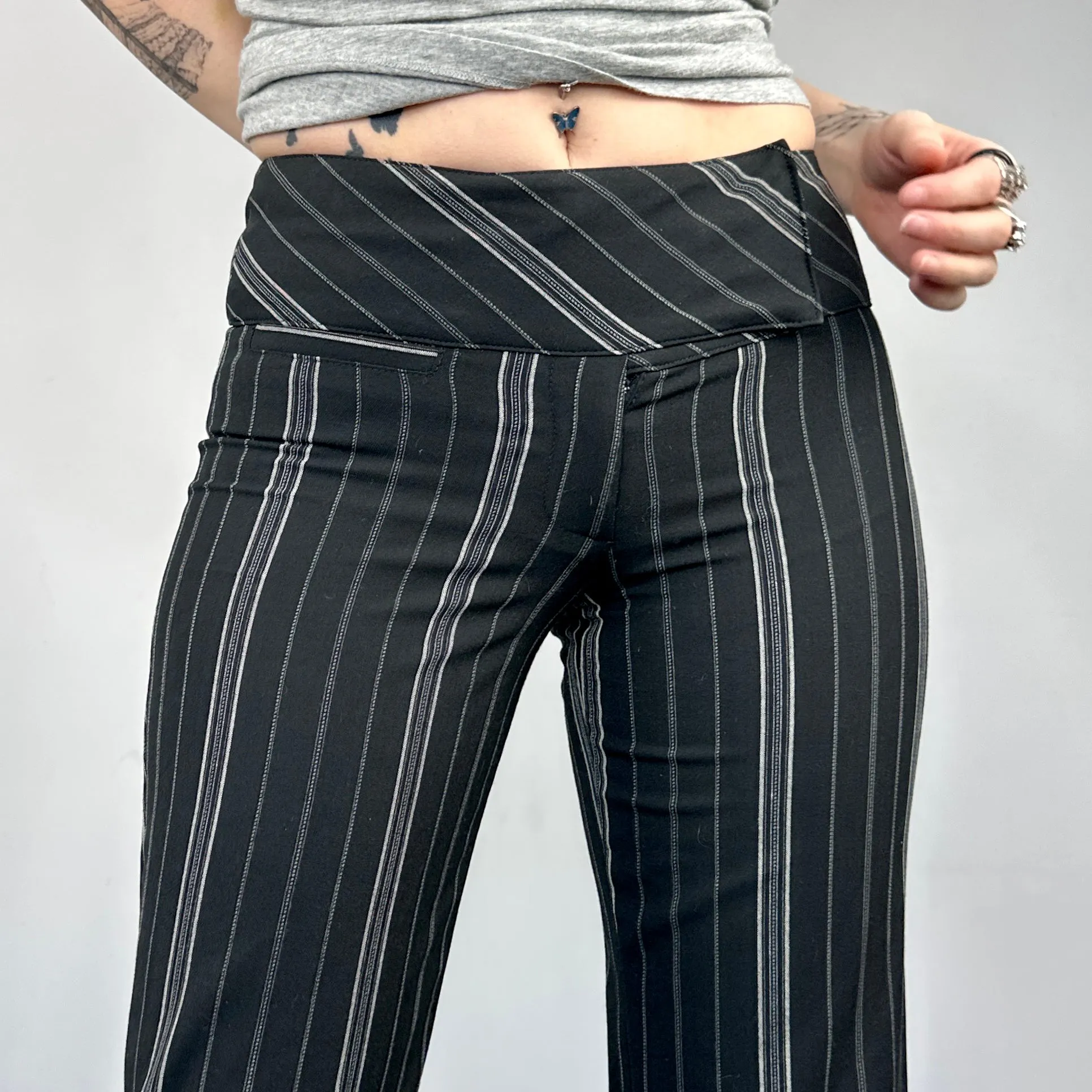 Bebe Pinstripe Flares (XS)