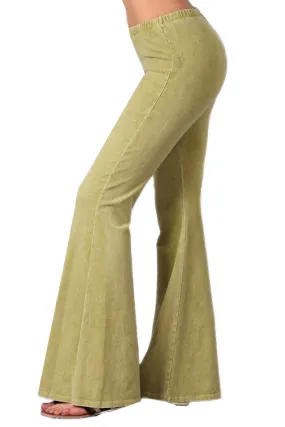 Bell Bottoms Denim Colored Yoga Pants Pear Green