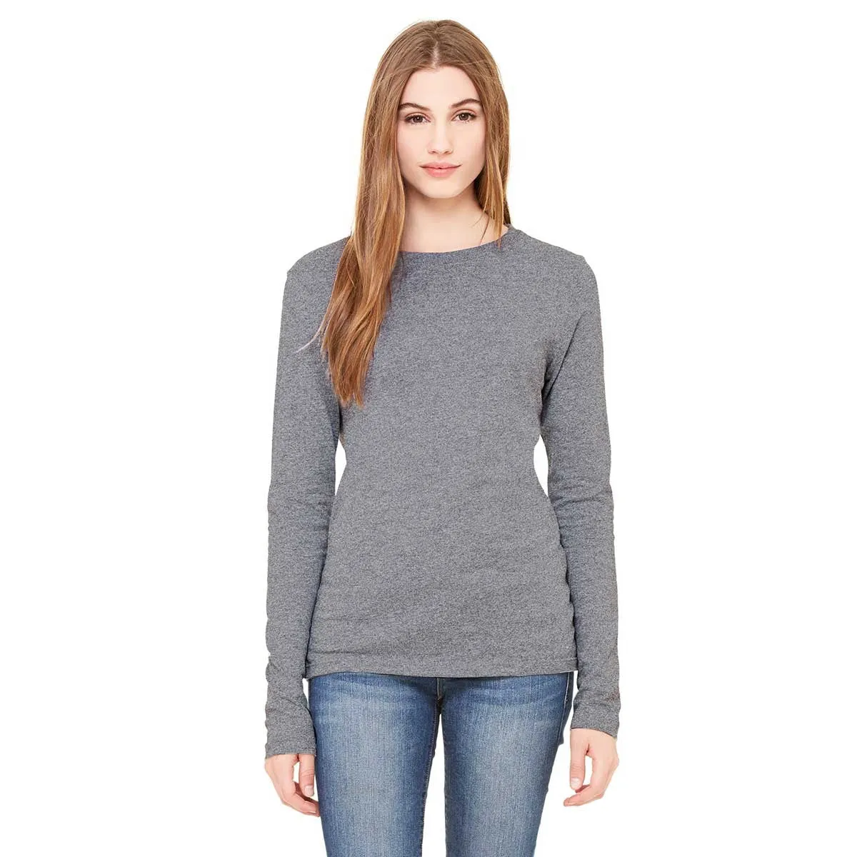 Bella   Canvas Women's Deep Heather Jersey Long-Sleeve T-Shirt