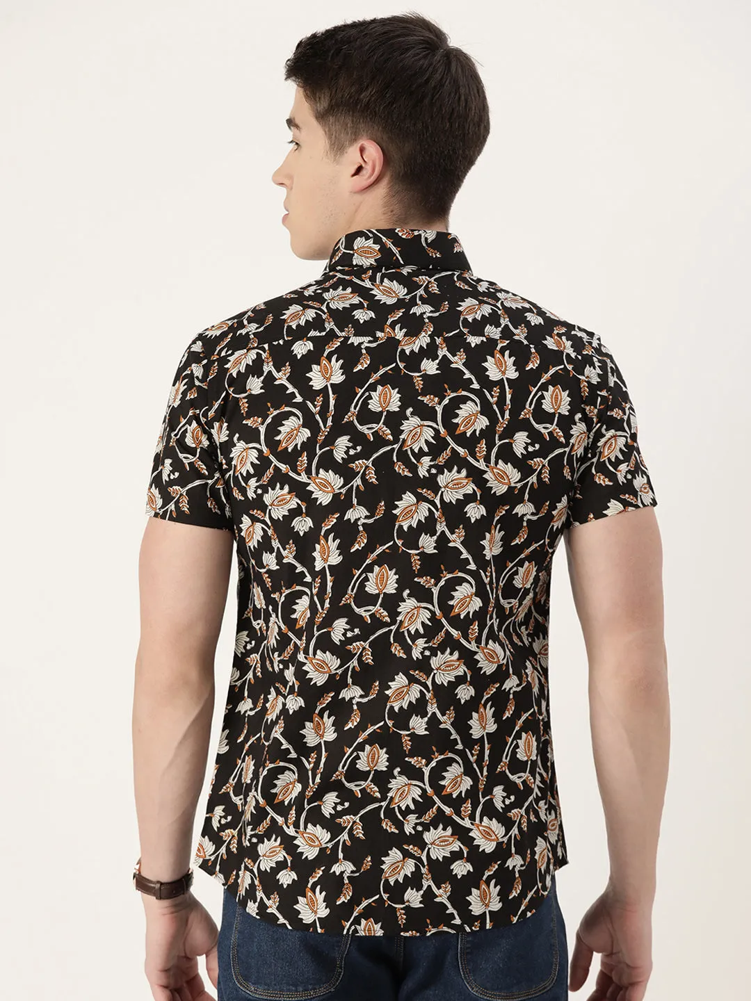 Black Cotton Printed Shirt