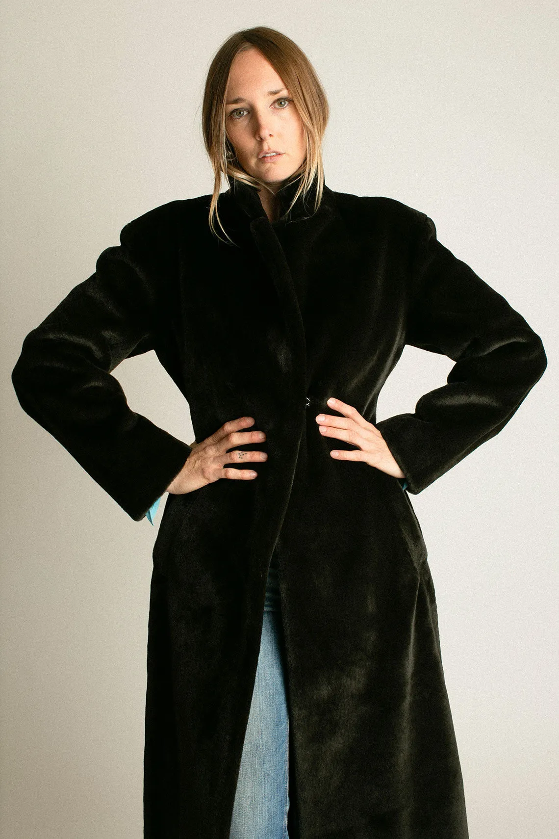 Black Faux Augustine Coat