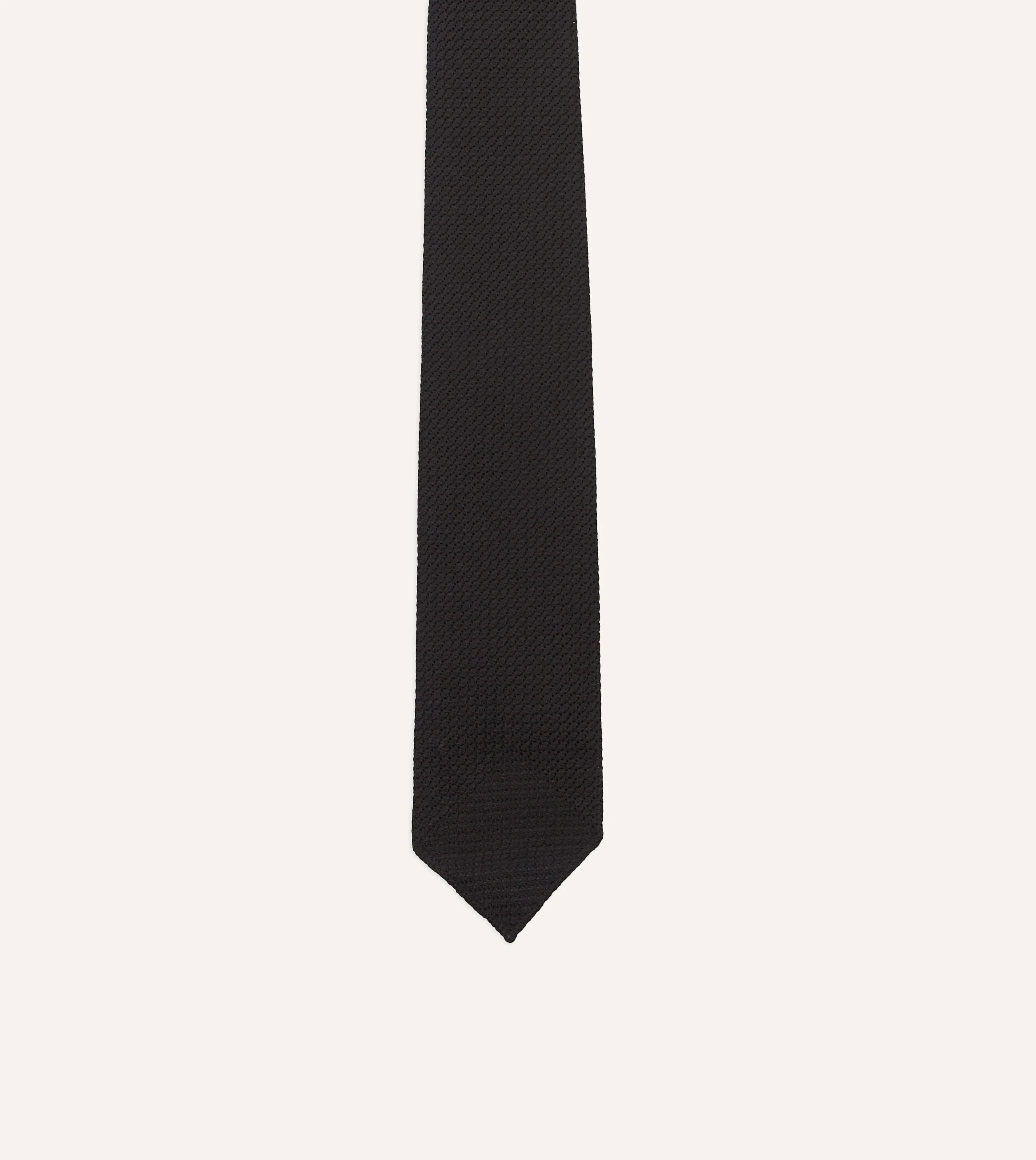 Black Hand Rolled Large Knot Grenadine Tie