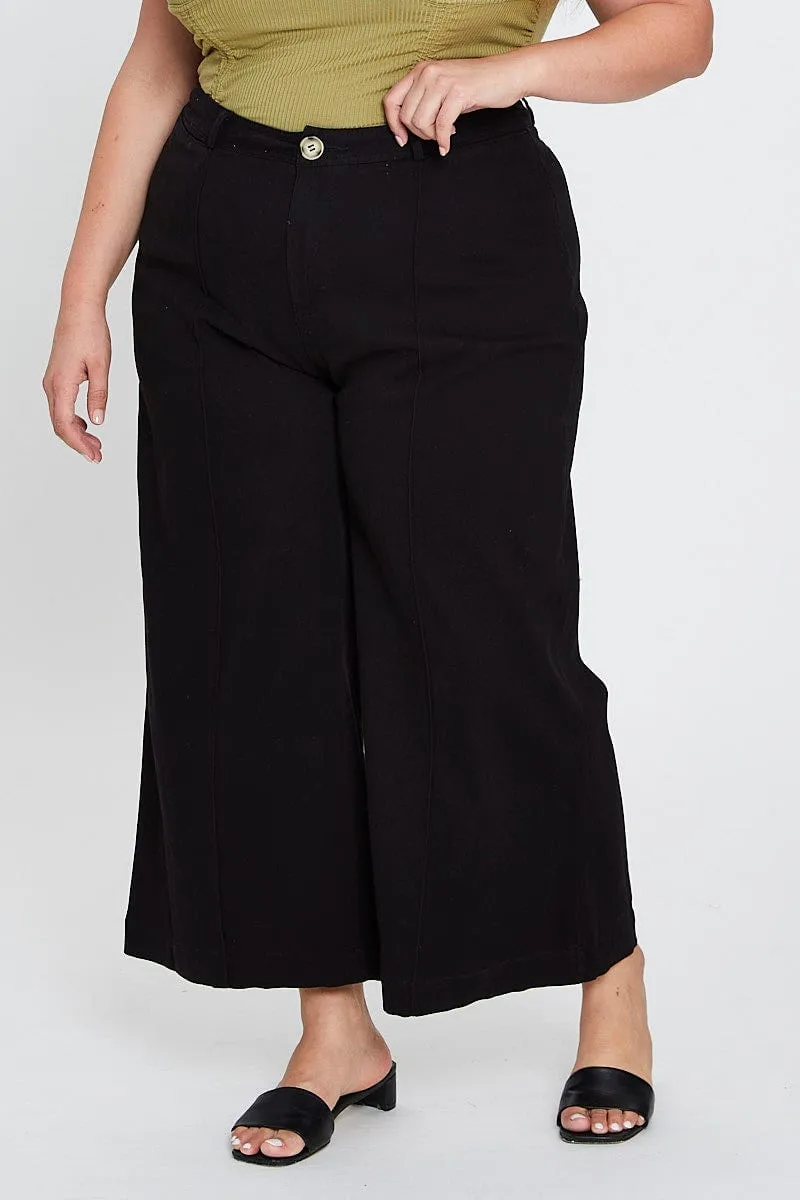 Black High Waist Stretch Wide Leg Pant