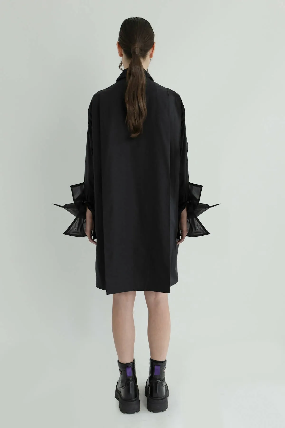 Black Organza Shirt Dress