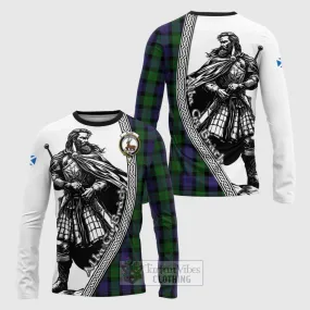 Blair Tartan Clan Crest Long Sleeve T-Shirt with Highlander Warrior Celtic Style