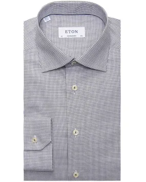 Blue and Grey Grid Check Dress Shirt