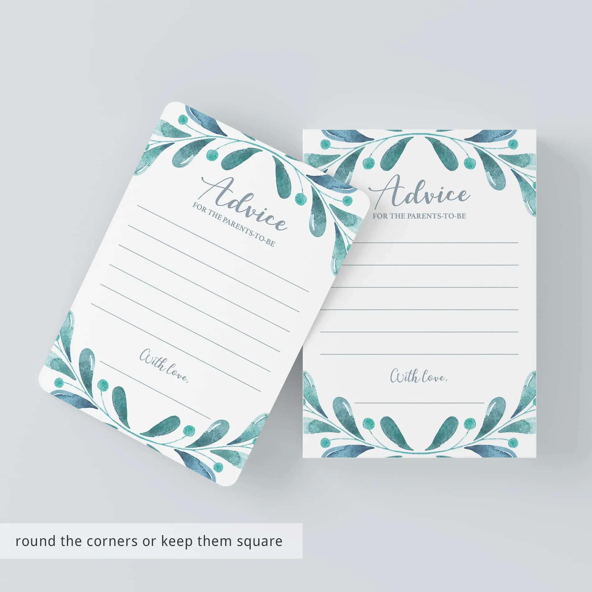 Blue and Silver Baby Shower Advice Card Printable