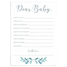 Blue and Silver Wishes for Baby Printable Cards