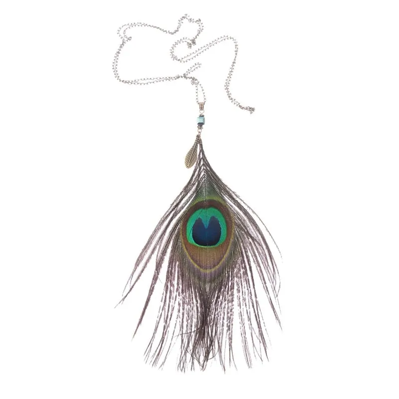 Bohemia Peacock Feather Pendant Necklaces